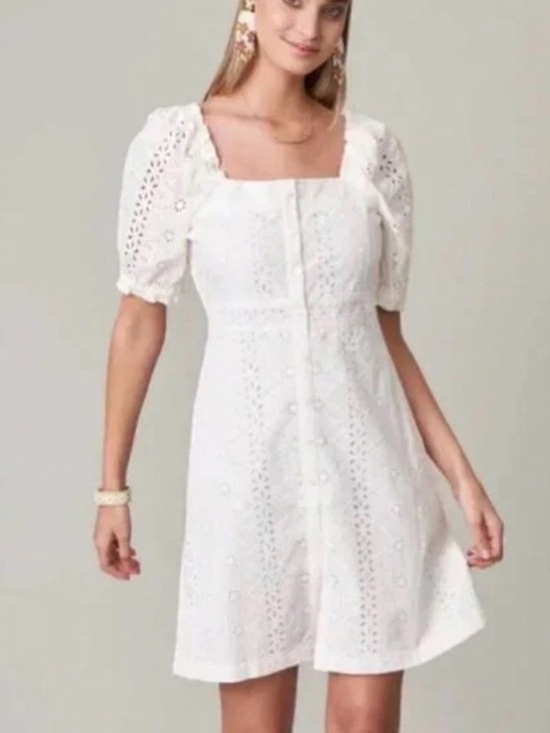 Spartina 449 Dresses & Skirts - Spartina 449 Catrina Eyelet Dress Pearl White Sz S vintage-inspired French style